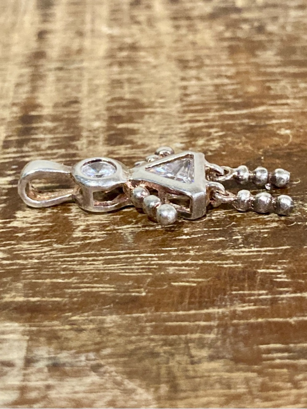 Silver Tone Woman / Mom Pendant with Clear Stones - Picture 6 of 10